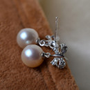 Stunning White 8-11mm Round Freshwater Natural Pearl Earring Set