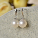Cute White 8.5-9mm Round Freshwater Natural Pearl Earring Set
