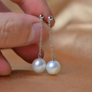 Amazing White 8-9mm Round Freshwater Natural Pearl Earring Set