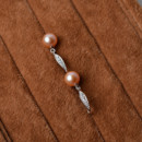 Amazing Elegant Pink Round Freshwater Natural Pearl Earring Set