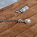 Beautiful White Drop 8.5-9mm Freshwater Natural Pearl Earring Set and Pendant