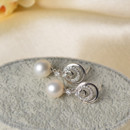 Fashionable Beautiful White Round 8.5-9mm Freshwater Natural Pearl Earring Set