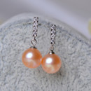 Beautiful White/ Pink Round/ Drop Freshwater Natural Pearl Earring Set