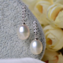 Beautiful White/ Pink Round/ Drop Freshwater Natural Pearl Earring Set