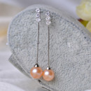Beautiful Pink/ White Round/ Drop Freshwater Natural Pearl Earring Set