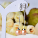 Beautiful Pink/ White Round/ Drop Freshwater Natural Pearl Earring Set