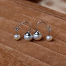 Cute Golden/ Silver Off-Round Freshwater Natural Pearl Earring Set