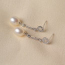 Inexpensive Beautiful White Drop 7-8mm Freshwater Natural Pearl Earring Set