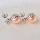 Beautiful White/ Purple/ Pink Off-Round Freshwater Natural Pearl Earring Set