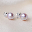 Beautiful White/ Purple/ Pink Off-Round Freshwater Natural Pearl Earring Set