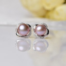 White/ Pink/ Purple Off-Round 8-9mm Freshwater Natural Pearl Earring Set