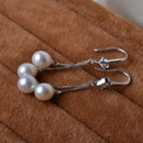 Girls Elegant White Drop 7.5-8mm Freshwater Natural Pearl Earring Set