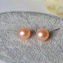 Girls White/ Pink Round 8-9mm Freshwater Natural Pearl Earring Set