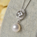 Women Lovely White 8.5-9mm Round Freshwater Natural Pearl Earring and Pendant Set