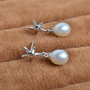 Inexpensive Cute White 8mm Drop Freshwater Natural Pearl Earring Set