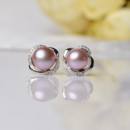 Pink/ Purple/ White Off-Round Freshwater Natural Pearl Earring Set