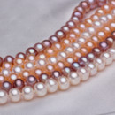 Beautiful White/ Pink/ Purple 6.5 - 7.5mm Freshwater Off-Round Pearl Necklace