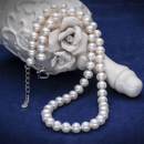Discount White 7.5 - 8.5mm Freshwater Off-Round Bridal Pearl Necklaces