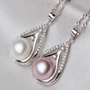 White/ Purple 10.5 - 11.5mm Off-Round Freshwater Natural Pearl Pendants