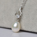 Elegant White 9 - 10mm Drop Freshwater Natural Pearl Pendants