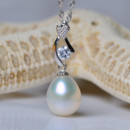 Elegant White Drop 9 - 10mm Freshwater Natural Pearl Pendants