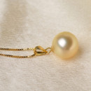 Gorgeous Golden Round 10-12mm Freshwater Natural Pearl Pendants