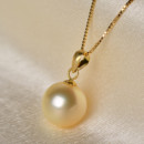 Gorgeous Golden Round 10-12mm Freshwater Natural Pearl Pendants