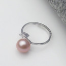 Beautiful Pink/ White/ Purple 8.5 - 9mm Freshwater Round Pearl Ring