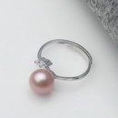 Beautiful Pink/ White/ Purple 8.5 - 9mm Freshwater Round Pearl Ring