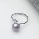 Beautiful Pink/ White/ Purple 8.5 - 9mm Freshwater Round Pearl Ring