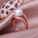 Beautiful Pink/ White 10 - 11mm Freshwater Off-Round Pearl Ring