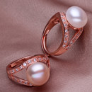 Beautiful Pink/ White 10 - 11mm Freshwater Off-Round Pearl Ring