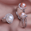 Affordable Pink/ White/ Purple 11 - 12mm Freshwater Off-Round Pearl Ring