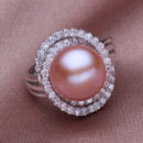 Affordable Pink/ White/ Purple 11 - 12mm Freshwater Off-Round Pearl Ring