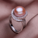 Affordable Pink/ White/ Purple 11 - 12mm Freshwater Off-Round Pearl Ring