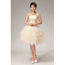 Custom Informal Charming Bubble Skirt Strapless Organza Short Beach Wedding Dress