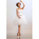 Custom Cheap Chic & Charming Designer Sweetheart Tulle Short Outdoor Wedding Dress
