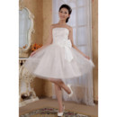 Modern Classy A-Line Strapless Knee Length Satin Dress for Summer Beach Wedding