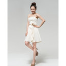 Custom Simple A-Line Strapless Satin Short Petite Reception Wedding Dress with Front Cascade