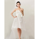 Cheap Stylish Romantic High-Low Organza Strapless Garden Wedding Dress