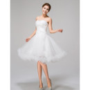 Amazing Charming A-Line Sweetheart Knee Length Ruffled Organza Garden Wedding Dress with Beaded