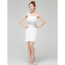 Stylish Modern Column/ Sheath One Shoulder Ruched Chiffon Short Reception Wedding Dress for Summer
