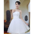 Cheap Simple A-Line Strapless Satin Tulle Short Reception Dress for Summer Beach Wedding