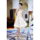 Best Stylish A-Line Strapless Satin Knee Length Beach Reception Wedding Dress with Bow