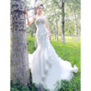 Cheap Luxury Mermaid Court Train Strapless Satin Dress for Wedding