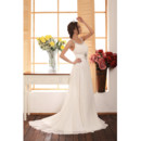 Cheap Romantic Chiffon Sweep Train Sheath Scoop/ Round Wedding Dress