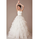 Custom Cheap Luxury A-Line Sweetheart Organza Floor Length Wedding Dress