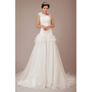 Beautiful Charming One Shoulder Chiffon Chapel Train A-Line Wedding Dress