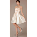 Cheap Modern Strapless Satin Short Reception Wedding Dress