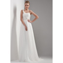 Cheap Simple Classy One Shoulder Chiffon Sweep Train Empire Wedding Dress